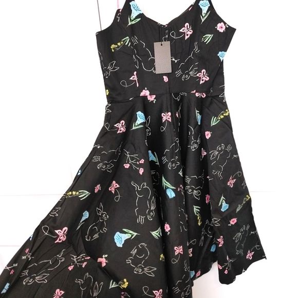 New Hell Bunny NWT cotton Black Floral Bunnies - Picture 8 of 9